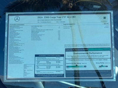 2026 Mercedes-Benz Sprinter 2500 High Roof I4 Diesel HO 170 RWD