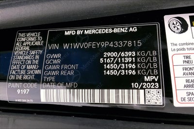 2023 Mercedes-Benz Metris Standard Roof 126" Wheelbase