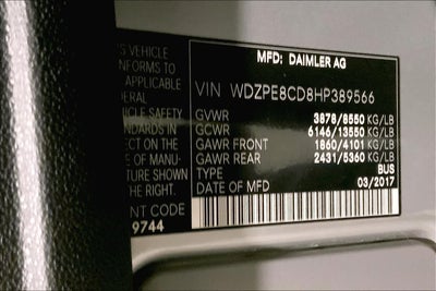 2017 Mercedes-Benz Sprinter Passenger Van 2500 High Roof V6 170 RWD