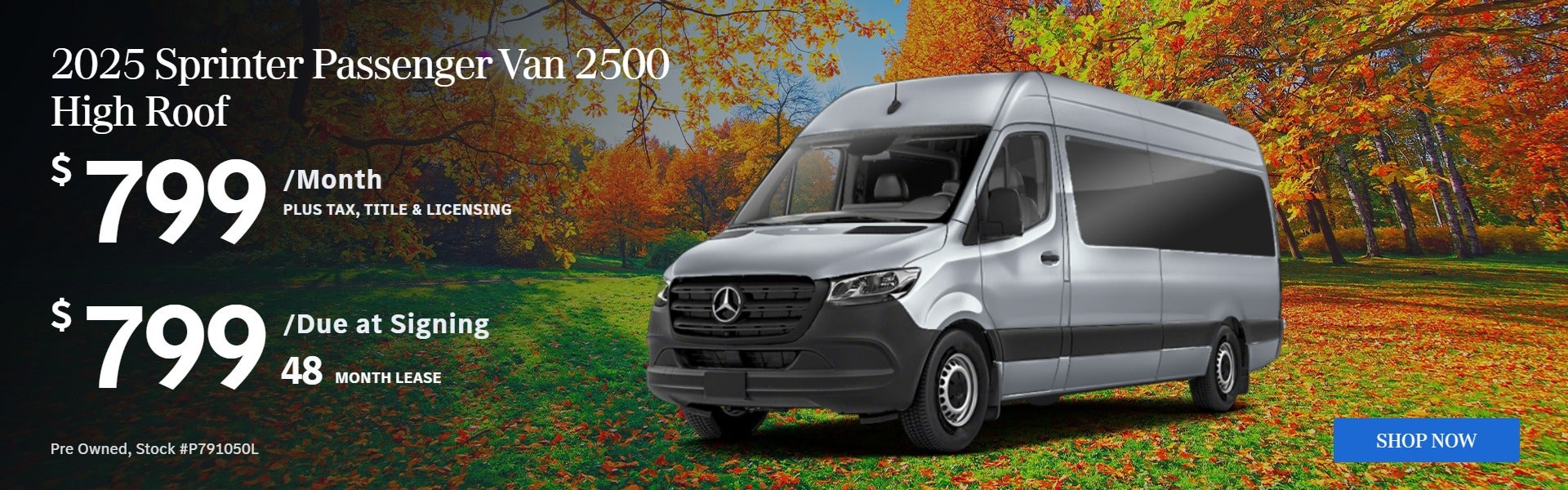 2025 Sprinter Passenger Van 2500 High Roof: $799/mo