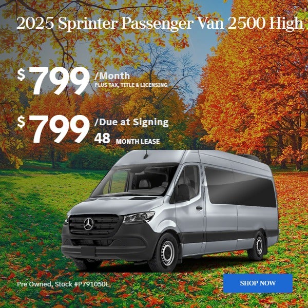 2025 Sprinter Passenger Van 2500 High Roof: $799/mo