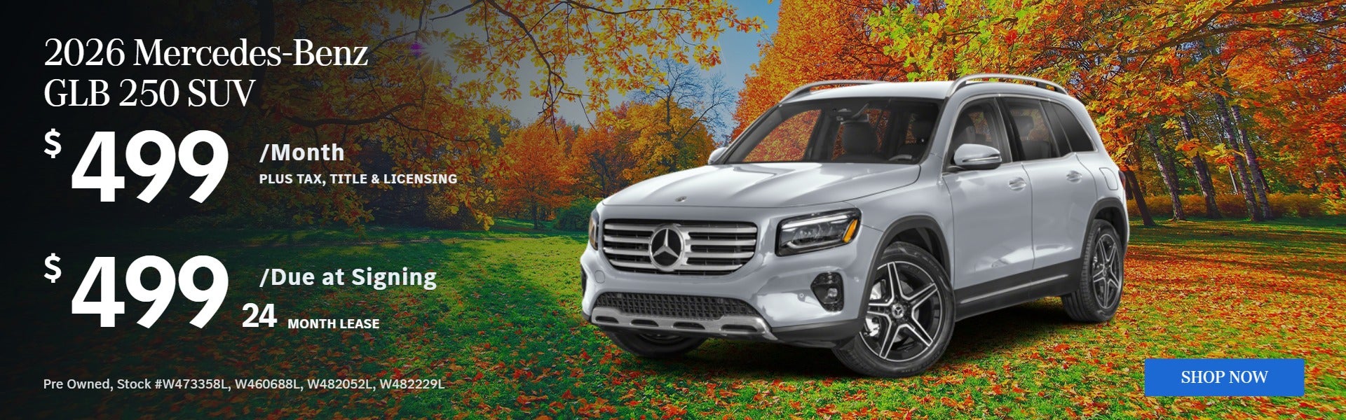 2026 GLB 250 SUV: $499/mo